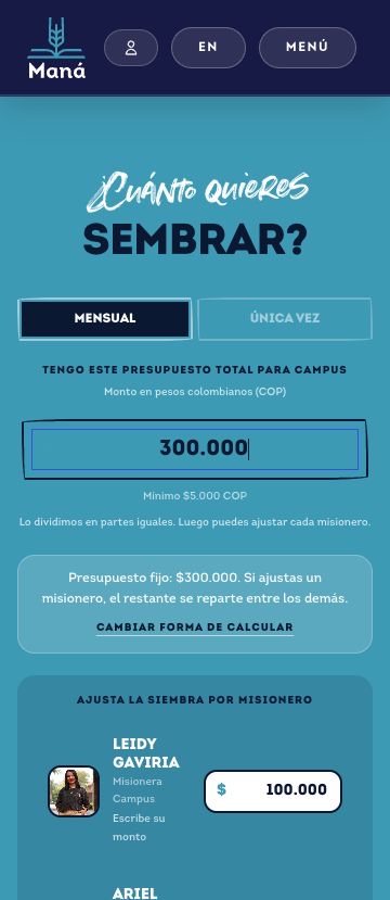 Pantallazo de varios misioneros 3: Opción 1: presupuesto total